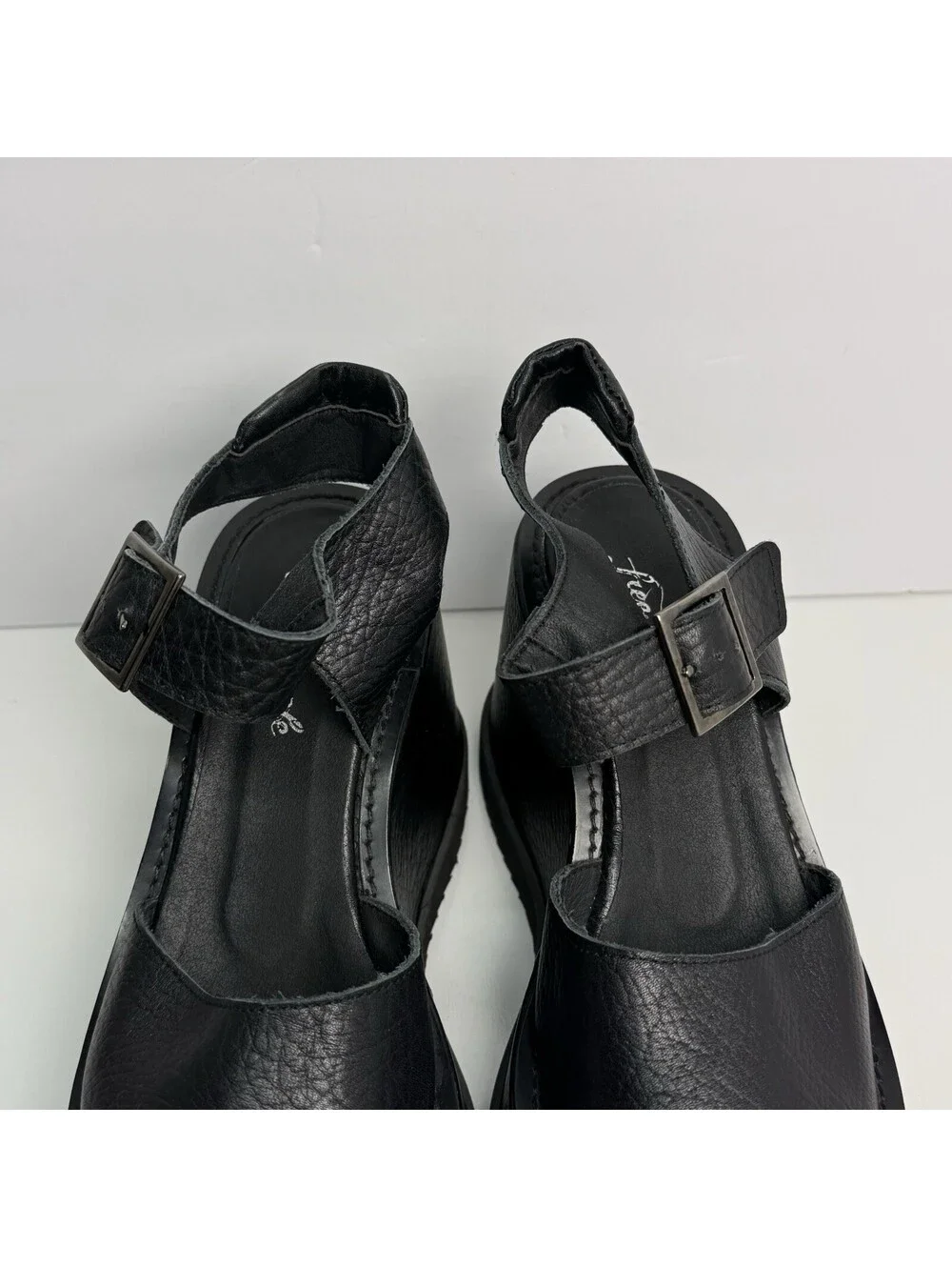 Free People Joanie Platform Wedge Shoe in Black Size 10 EU 40 Strap Chunky Punk
